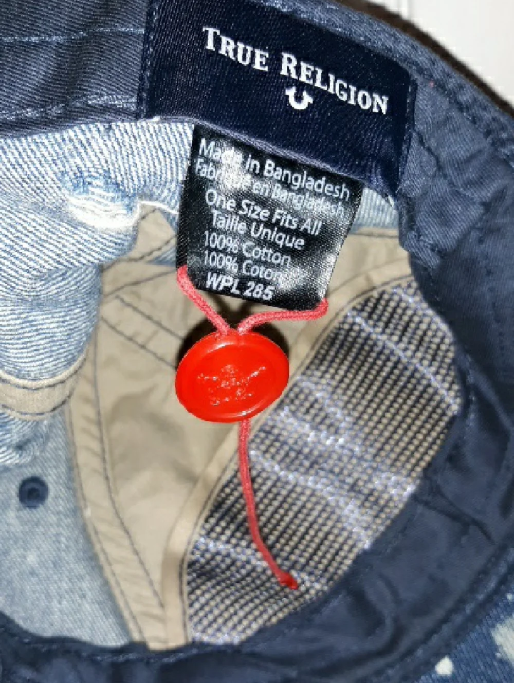 True Religion Logo Distressed/Spotted Blue Denim Hat